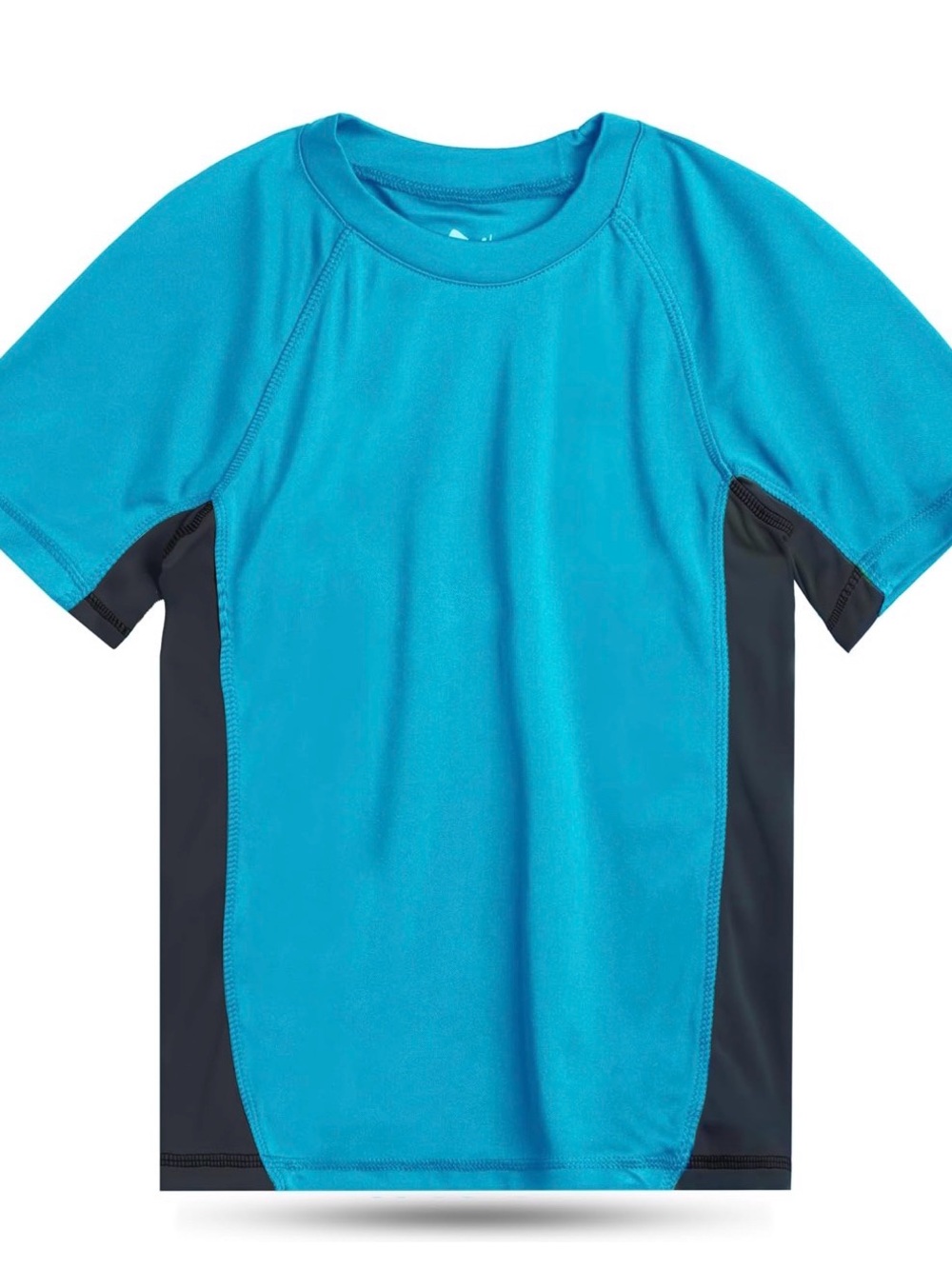 Kanu Surf Kids Short Sleeve Rash Guard - Turquoise and Black Panels